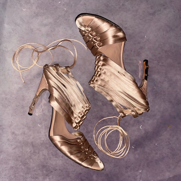 Tom Ford for Gucci satin strappy bamboo heels sz. 37.5C - Picture 9 of 16